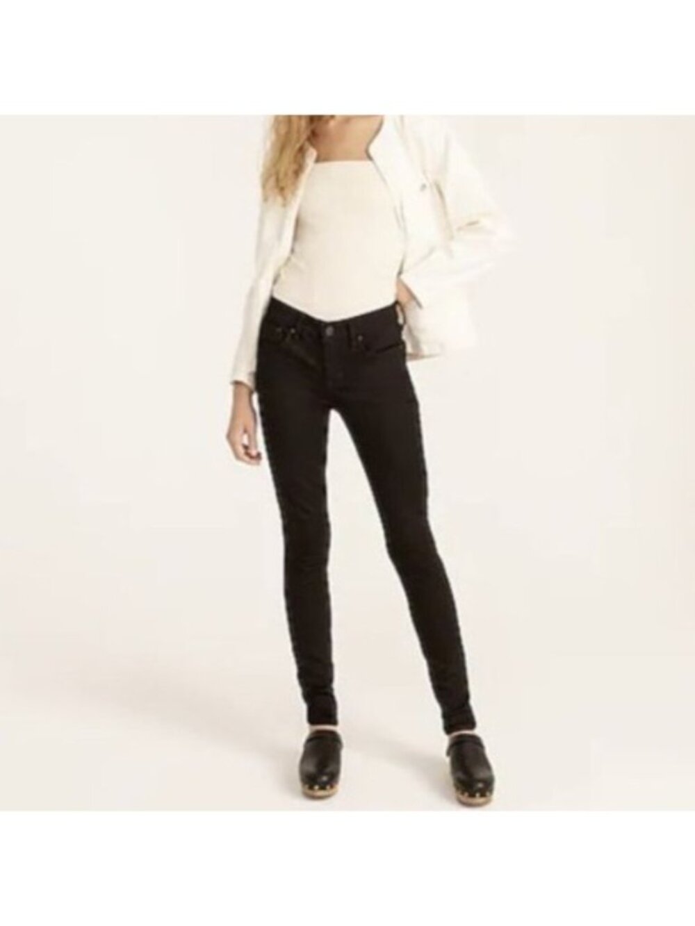 J Crew 8" Toothpick Skinny Jeans Womens Size 26 Waist Black High Rise